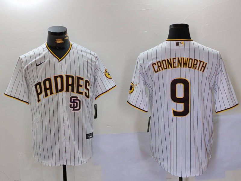 Men San Diego Padres #9 Cronenworth White Stripe Game 2024 Nike MLB Jersey style 3